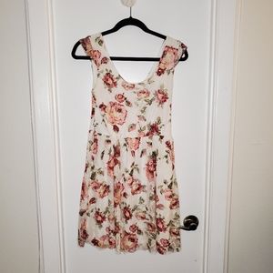 Floral dress cream and red flowers